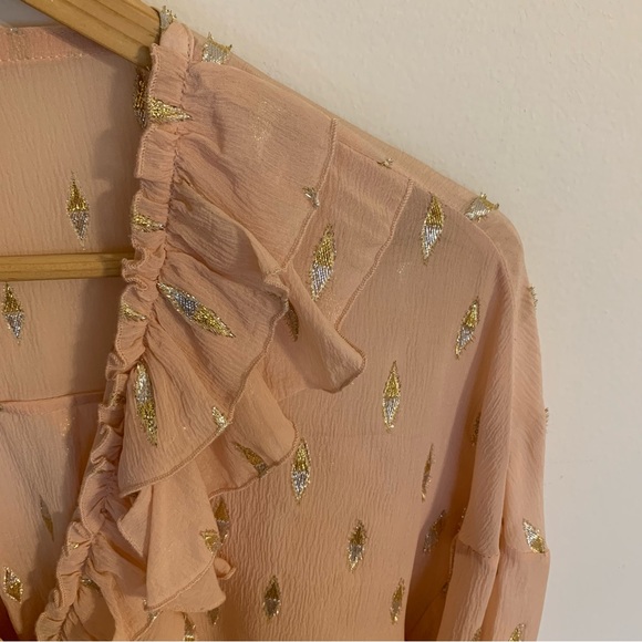 Sezane Izaac Shirt in Rosy Beige Lurex, Size 38/US 6 - Picture 9 of 13
